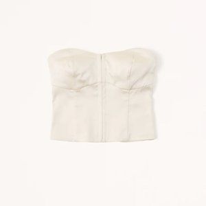 Cream Strapless Hook-and-Eye Corset Top, Large, Abercrombie & Fitch